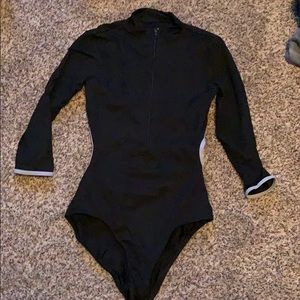 Half zip quarter sleeve open back Mariia leotard